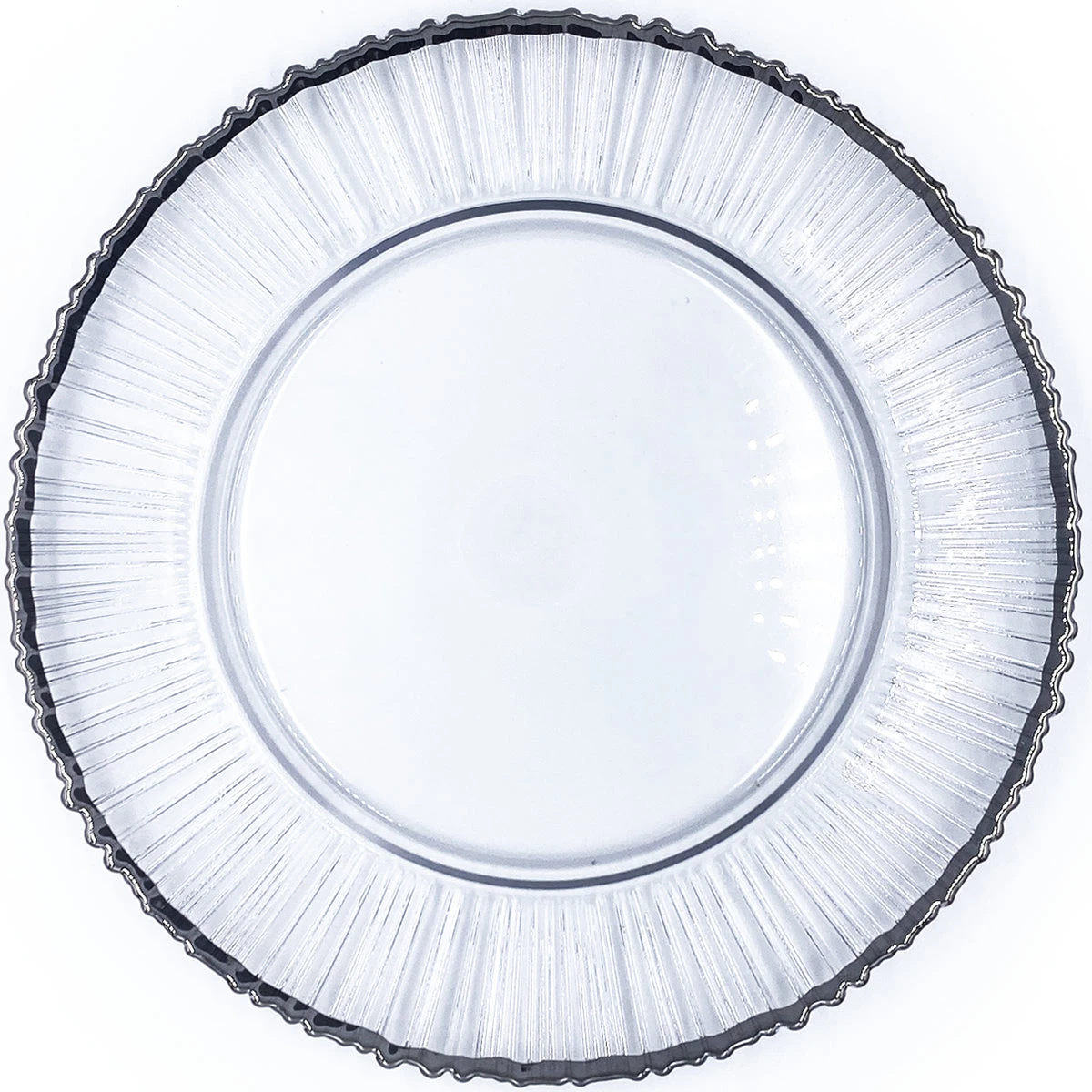 Eclipse - Glass Charger Plate In Silver (Item # 0309-R) 1 Eclipse - Glass Charger Plate In Silver (Item # 0309-R)