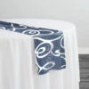 Contempo Scroll Sheer Table Runner In Navy