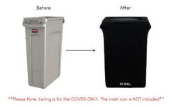 Spandex (Slim Jim) 23 Gallon Trash Can Cover In Black -Urquid Linen Shop 23 gal trash can black before after main description