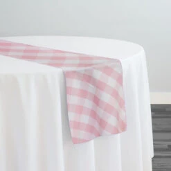 Polyester Checker (Gingham) Table Runner In Pink
