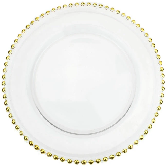 Beaded - Glass Charger Plate In Gold (Item # 0239) 5 Beaded - Glass Charger Plate In Gold (Item # 0239) - Image 5