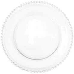 Beaded - Glass Charger Plate In Clear (Item # 0239) -Urquid Linen Shop 40239 Clear