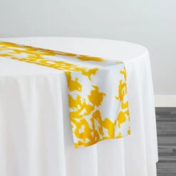 Newport Print (Dupioni) Table Runner In Yellow