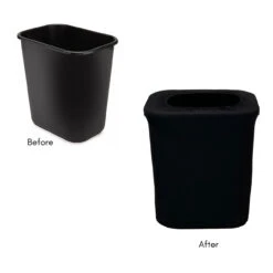 Spandex 7 Gallon Office Trash Can Cover In Black -Urquid Linen Shop 7 gal trash can before after 33852.1663963271