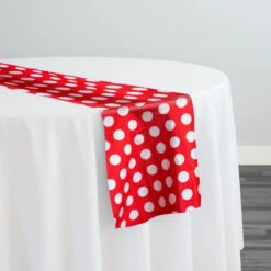 Satin Polka Dot Table Runner In White And Red