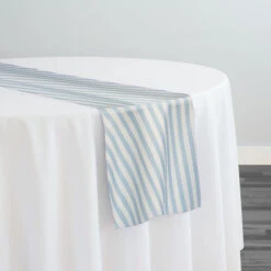 Seersucker (Poly Print) Table Runner In Blue