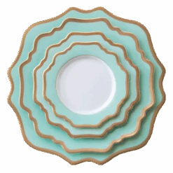 Casablanca Porcelain Collection In Aqua/Gold