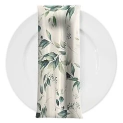 Bayside Leaf (Poly Print) Table Napkins In Green/White