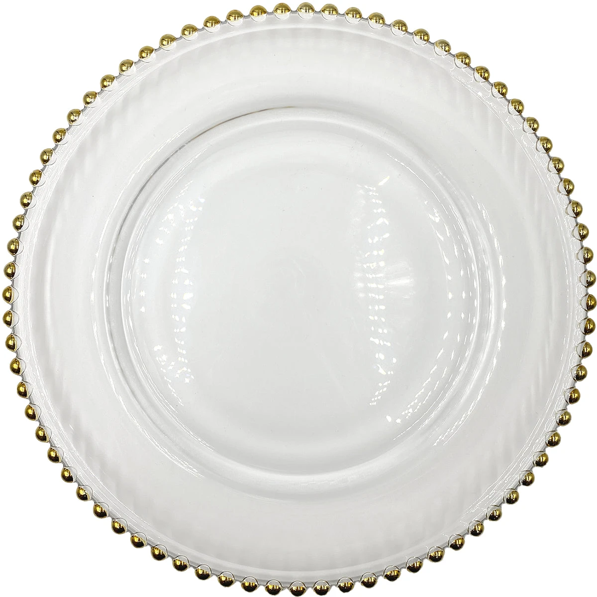 Beaded - Glass Charger Plate In Gold (Item # 0239) 1 Beaded - Glass Charger Plate In Gold (Item # 0239)