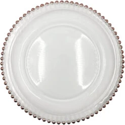 Beaded - Glass Charger Plate In Rose Gold (Item # 0239)
