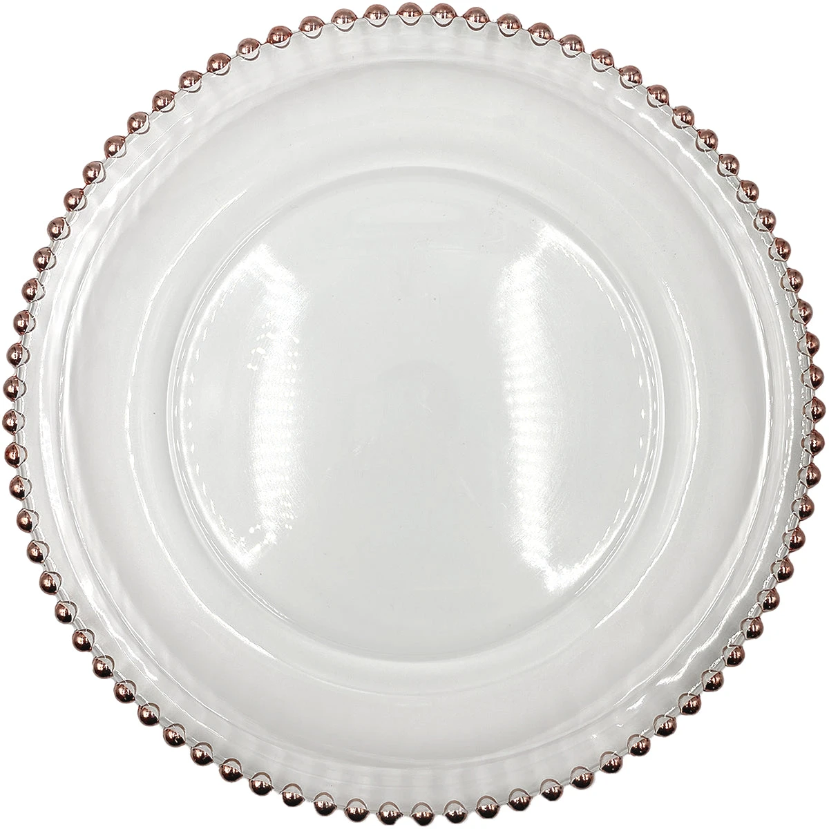 Beaded - Glass Charger Plate In Rose Gold (Item # 0239) 1 Beaded - Glass Charger Plate In Rose Gold (Item # 0239)