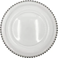 Beaded - Glass Charger Plate In Silver (Item # 0239) -Urquid Linen Shop BeadedSilver