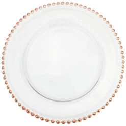 Beaded - Glass Charger Plate In Rose Gold (Item # 0239) 9 Beaded - Glass Charger Plate In Rose Gold (Item # 0239) -Urquid Linen Shop Beaded Rose Gold