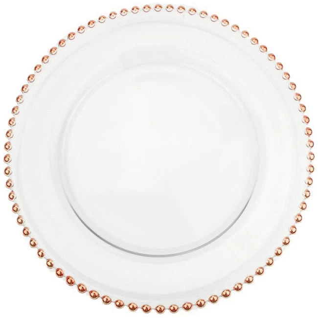 Beaded - Glass Charger Plate In Rose Gold (Item # 0239) 5 Beaded - Glass Charger Plate In Rose Gold (Item # 0239) - Image 5
