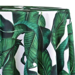 Beverly (Poly Print) Table Linen In Green/White