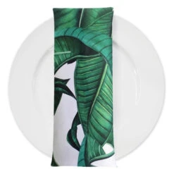 Beverly (Poly Print) Table Napkin In Green/White