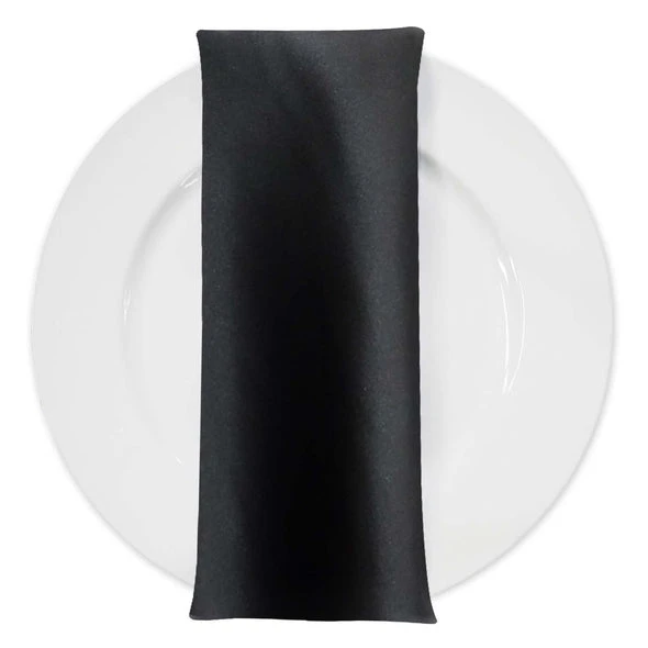 Lamour (Dull) Satin Table Napkin In Black 1155 1 Lamour (Dull) Satin Table Napkin In Black 1155