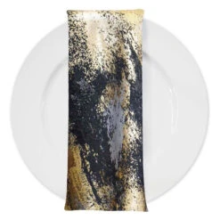 Element Jacquard Table Napkin In Black And Gold