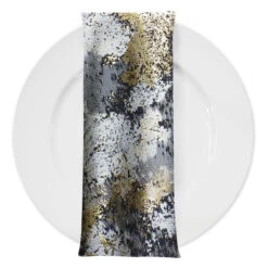 Cascade Jacquard Table Napkin In Black And Gold