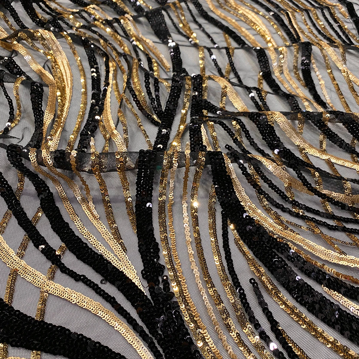 Skyfall Sequins Table Linen In Black And Gold 3 Skyfall Sequins Table Linen In Black And Gold - Image 3