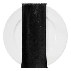 Lush Velvet Table Napkin In Black