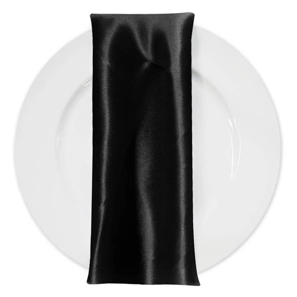 Bridal Satin Table Napkin In Black 1 Bridal Satin Table Napkin In Black