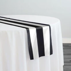 2" Satin Stripe Table Runner In Black And White