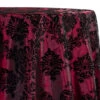 1pc - Damask Flocking Taffeta Table Linen In Black On Burgundy (120" Round)