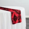 Damask Flocking Taffeta Table Runner In Black On Red