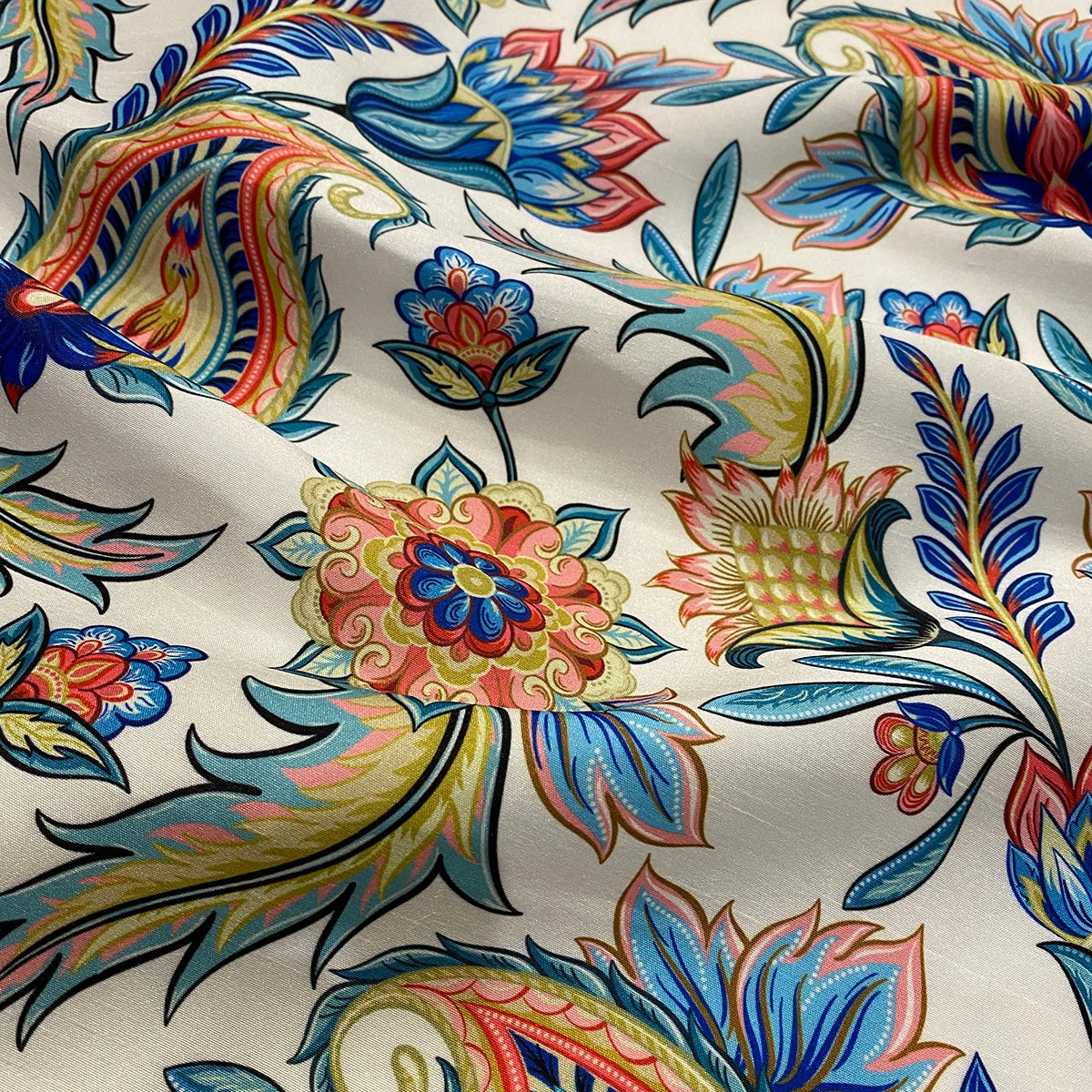 Asian Paisley (Dupioni) Table Napkin In Blue 2 Asian Paisley (Dupioni) Table Napkin In Blue - Image 2