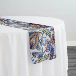 Asian Paisley (Dupioni) Table Runner In Blue