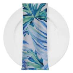 Tropical Print (Dupioni) Table Napkin In Blue