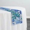 Tropical Print (Dupioni) Table Runner In Blue