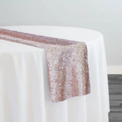 Taffeta Sequins Table Runner In Blush Matte