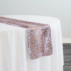 Fiori Leaf Sequins Table Runner In Blush