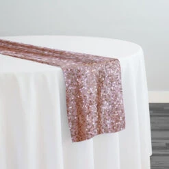 Taffeta Sequins Table Runner In Blush