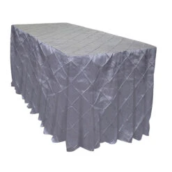4" Pintuck Taffeta Banquet Fitted Tablecloths - Hospitality Line -Urquid Linen Shop BoxedSkirtpintucksilvernew