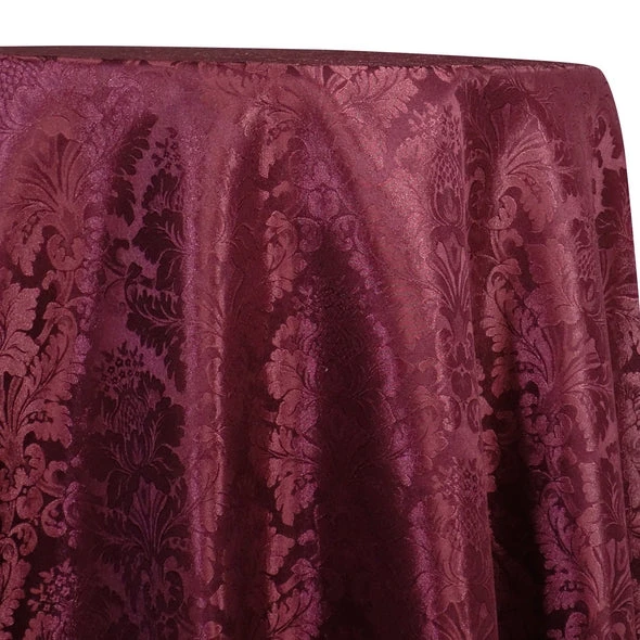 1pc - Damask Poly Table Linen 120" Round - Burgundy 1 1pc - Damask Poly Table Linen 120" Round - Burgundy