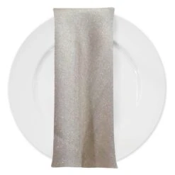 Metallic Burlap Table Napkins In Champagne/Silver