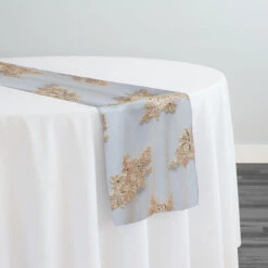 Venetian Lace Table Runner In Champagne