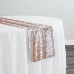 Taffeta Sequins Table Runner In Champagne