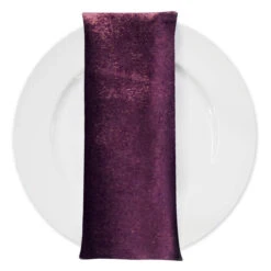 Lush Velvet Table Napkin In Eggplant