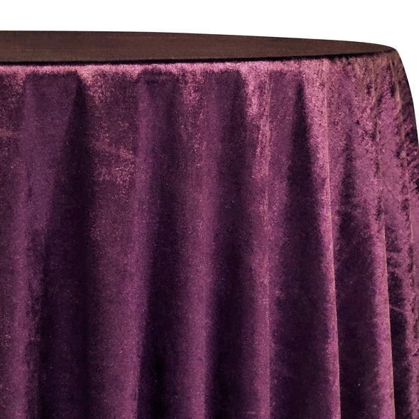 Lush Velvet Table Linen In Eggplant 1 Lush Velvet Table Linen In Eggplant