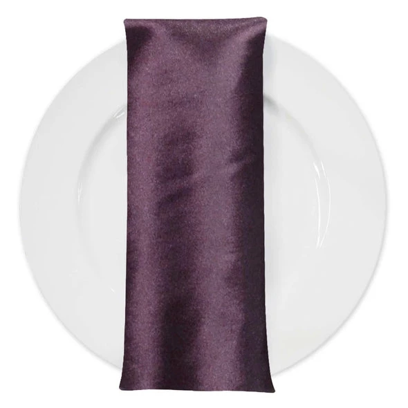 Shantung Satin (Reversible) Table Napkin In Eggplant 1 Shantung Satin (Reversible) Table Napkin In Eggplant