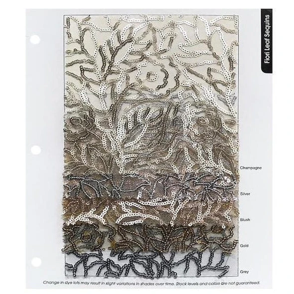 Fiori Leaf Sequins Table Runner In Champagne 3 Fiori Leaf Sequins Table Runner In Champagne - Image 3