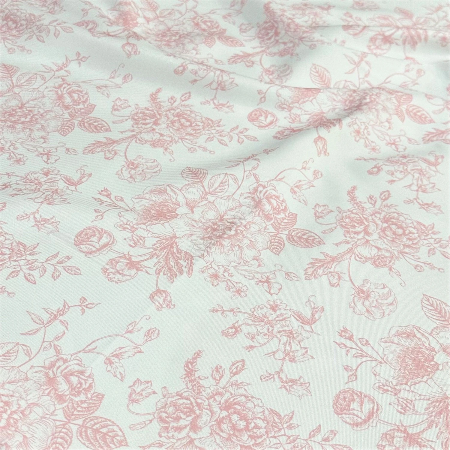 French Toile (Poly Print) Table Runner In Dusty Rose 2 French Toile (Poly Print) Table Runner In Dusty Rose - Image 2