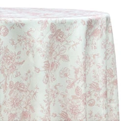 French Toile (Poly Print) Table Linen In Dusty Rose