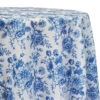 French Toile (Poly Print) Table Linen In Royal Blue