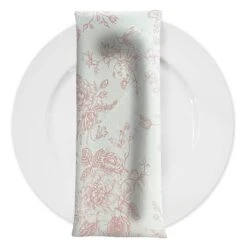 French Toile (Poly Print) Table Napkin In Dusty Rose