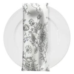 French Toile (Poly Print) Table Napkin In Grey